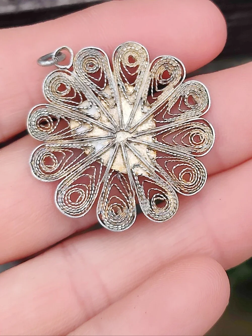 Vintage Sterling Egyptian Scene Filigree Pendant